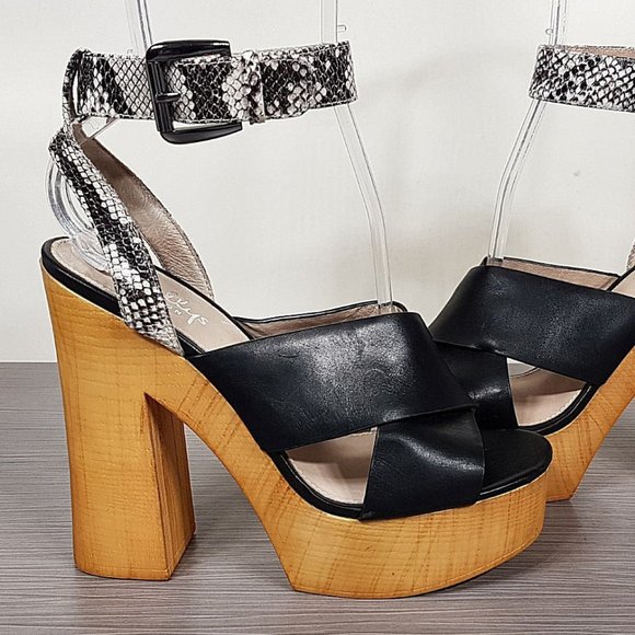 Shellys London Lessty Platform Sandal, Black Leather, Womens Sizes 6.5 & 8.5 - Picture 7 of 10